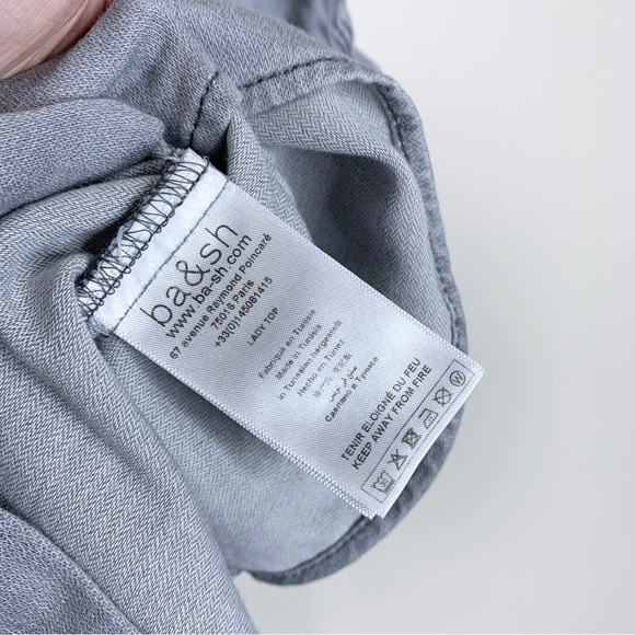 Ba&sh Danee Denim Shirt (Sz 3 / L) Puff Sleeve Button Down Light Grey - Picture 15 of 16